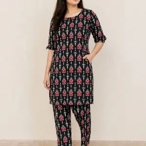 Black Sambalpuri Printed Cotton Kurti for Women | Ethnic Daily Wear Kurti Sambalpuri cotton kurti Odisha handloom ShlokWear