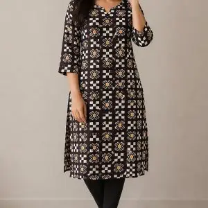 Black Saptapar Sambalpuri Printed Cotton Kurti for Women | Ethnic Straight Fit Kurti Sambalpuri cotton kurti Odisha handloom ShlokWear