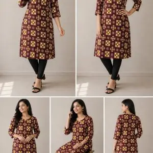 Maroon Saptapar Sambalpuri Printed Cotton Kurti for Women | Ethnic Straight Fit Kurti Sambalpuri cotton kurti Odisha handloom ShlokWear
