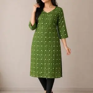 Green Saptapar Sambalpuri Printed Cotton Kurti for Women | Ethnic Straight Fit Kurti Sambalpuri cotton kurti Odisha handloom ShlokWear