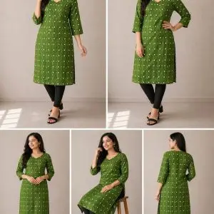 Green Saptapar Sambalpuri Printed Cotton Kurti for Women | Ethnic Straight Fit Kurti Sambalpuri cotton kurti Odisha handloom ShlokWear