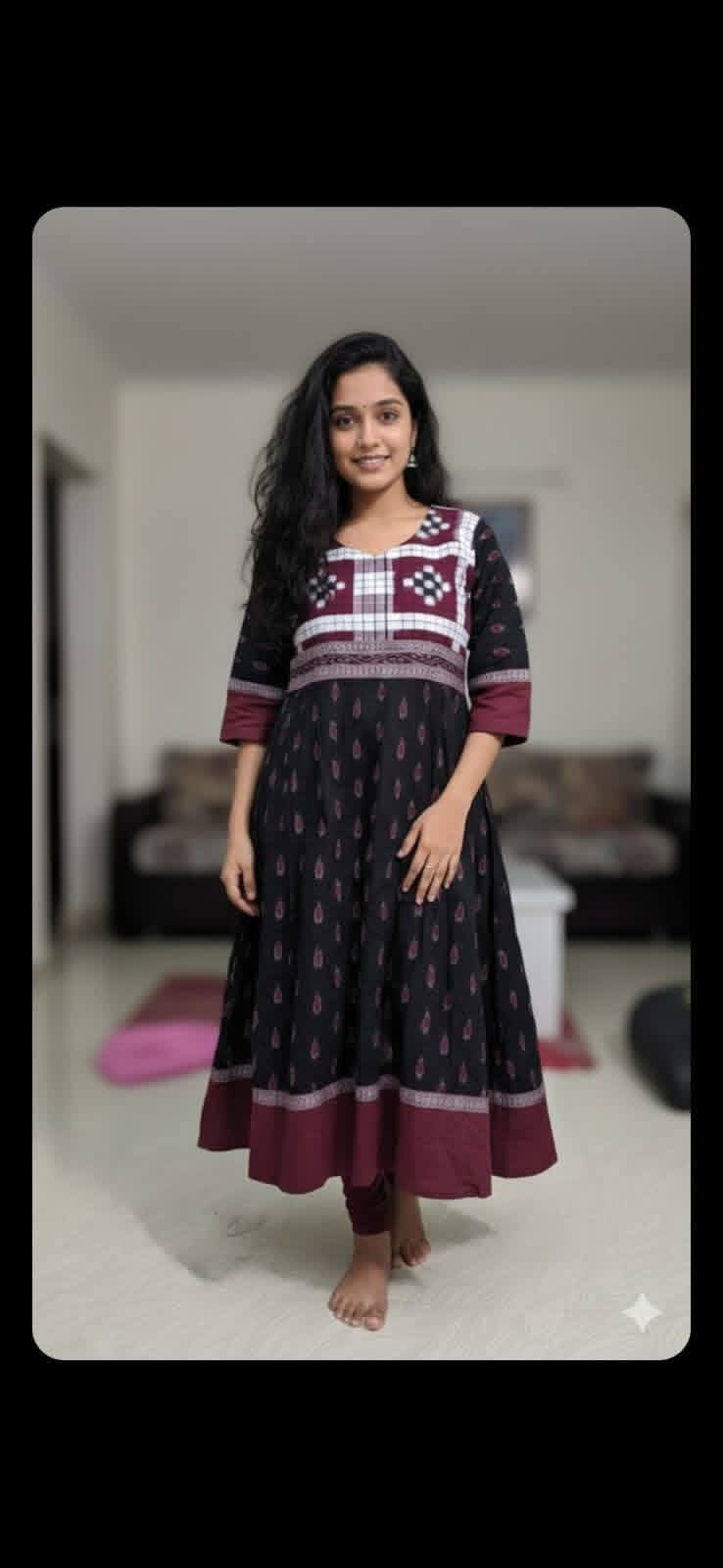 WhatsApp Image 2026-04-20 at 10.08.15 (2) Black Sambalpuri Printed Cotton Tiered Maxi Dress for Women Sambalpuri cotton kurti Odisha handloom ShlokWear